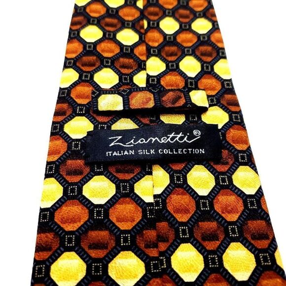 Zianetti Autumn Brown Orange Colored Silk Woven Short Dots - Picture 4 of 6